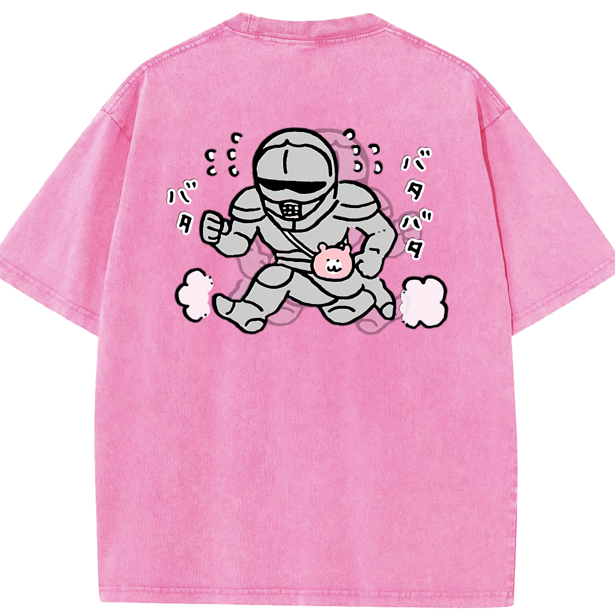 （画像用） ちいかわ 労働の鎧さん Chii-kawa Mr. Armor of Labor 綿100% ヴィンテージ風 半袖Tシャツ（背面プリント）
